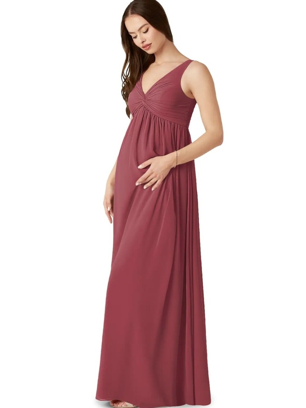 Azazie Womens Pink Yetta Flowy Whimsical Bridesmaid Dress Sz 8 NWT